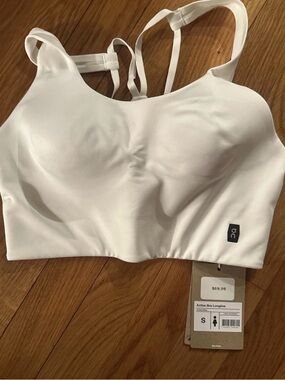 DC White Strappy Sports Bra with Logo Accent